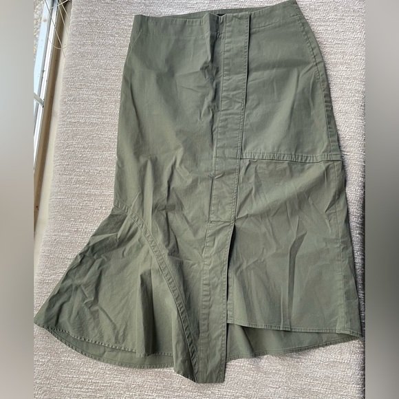 Theory Reconstructed Asymmetric Stretch-cotton Twill Midi Skirt - Picture 2 of 3